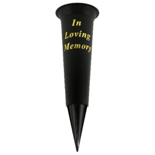 Black In Loving Memory - Memorial Plastic Flower Vase Grave Crem Spike Vase Pot Remembrance Tribute