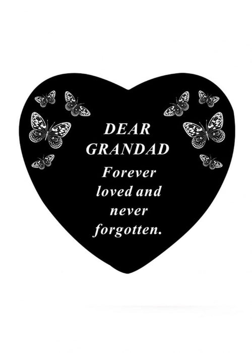 Grandad - Black and White Butterfly Memorial Heart Tribute Grave Remembrance Ornament
