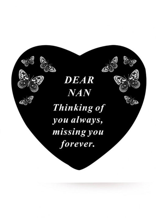 Nan - Black and White Butterfly Memorial Heart Tribute Grave Remembrance Ornament