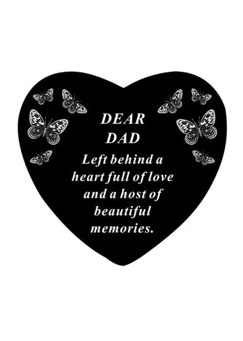 Dad - Black and White Butterfly Memorial Heart Tribute Grave Remembrance Ornament