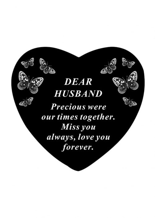 Husband - Black and White Butterfly Memorial Heart Tribute Grave Remembrance Ornament