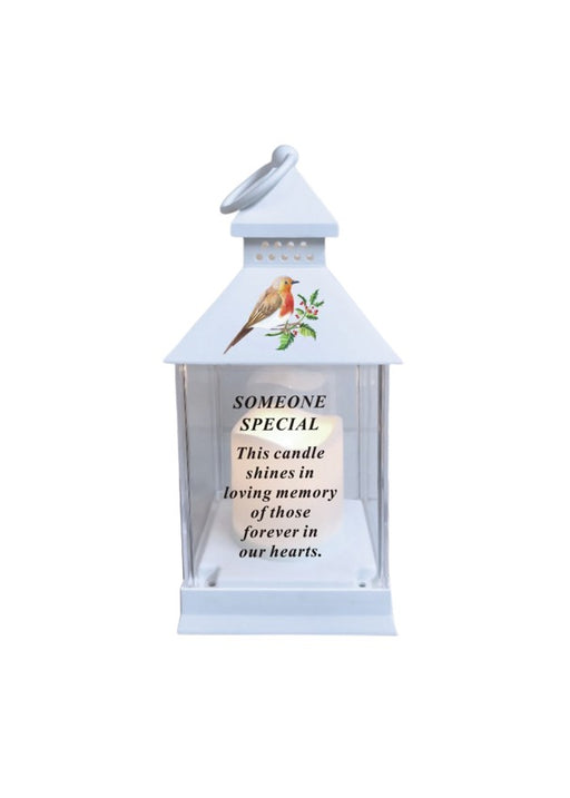 Someone Special - Memorial Light Up Christmas Lantern - Robin Candle Graveside Memory Remembrance