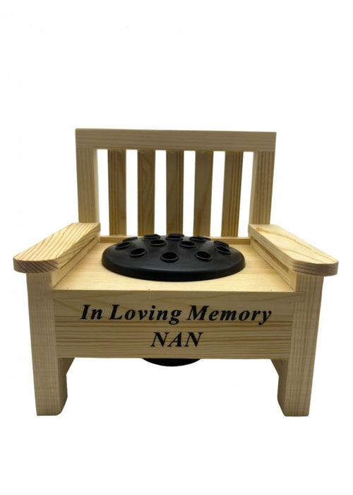 Nan Wooden Memorial Bench with Flower Insert Pot Graveside Crematorium Plaque Garden