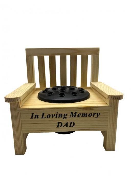 Dad Wooden Memorial Bench with Flower Insert Pot Graveside Crematorium Plaque Garden