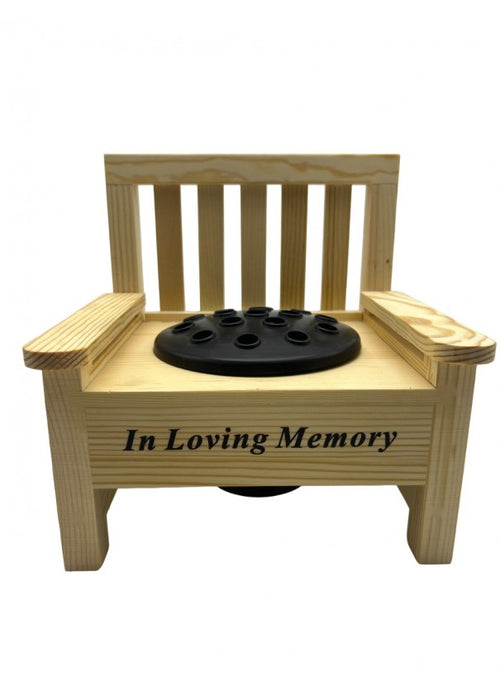 In Loving Memory Wooden Memorial Bench with Flower Insert Pot Graveside Crematorium Plaque Garden