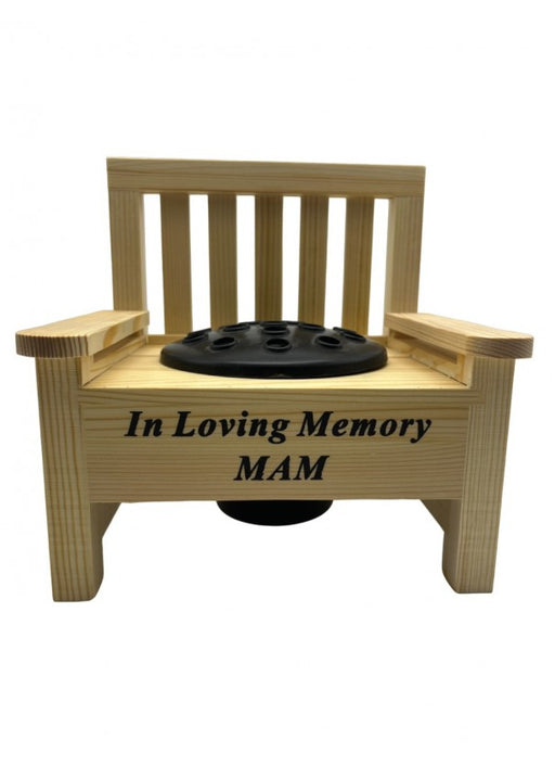 Mam Wooden Memorial Bench with Flower Insert Pot Graveside Crematorium Plaque Garden