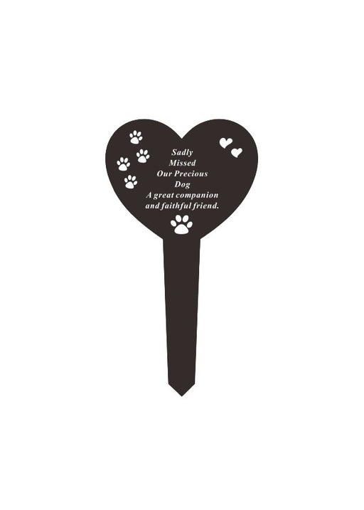 Dog Black & White Plastic Heart Stake