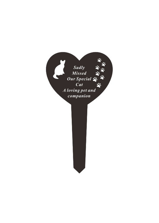 Cat Black & White Plastic Heart Stake