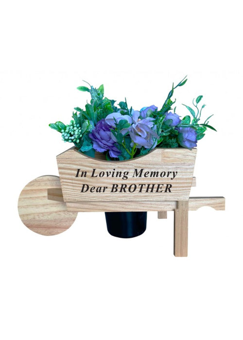 Brother - Memorial Wheelbarrow with Flower Insert - Graveside Plaque Garden