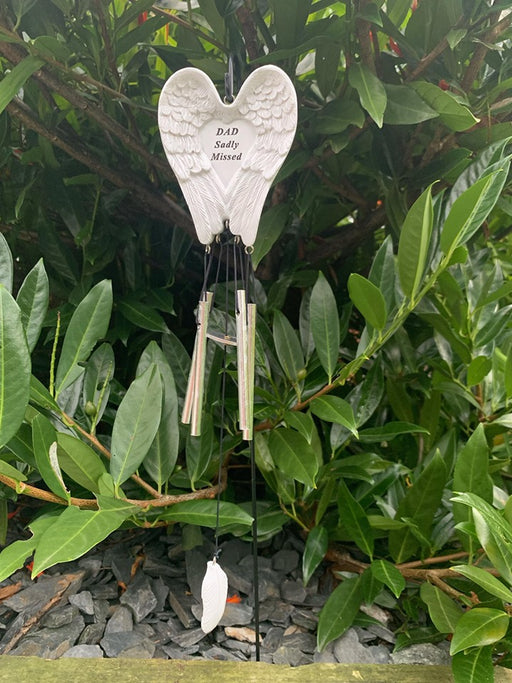 Dad White & Silver Angel Wings Feather Memorial Wind Chime