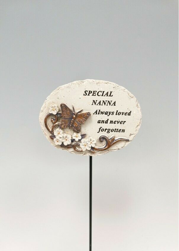 Nanna - Memorial Bronze 3D Butterfly Stick Stake Pick Plaque Tribute Graveside Ornament