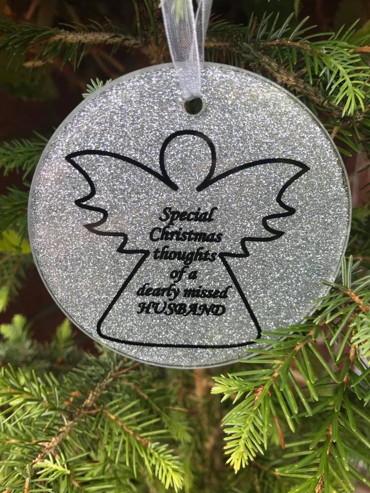 Husband Glass Angel Silver Christmas Bauble