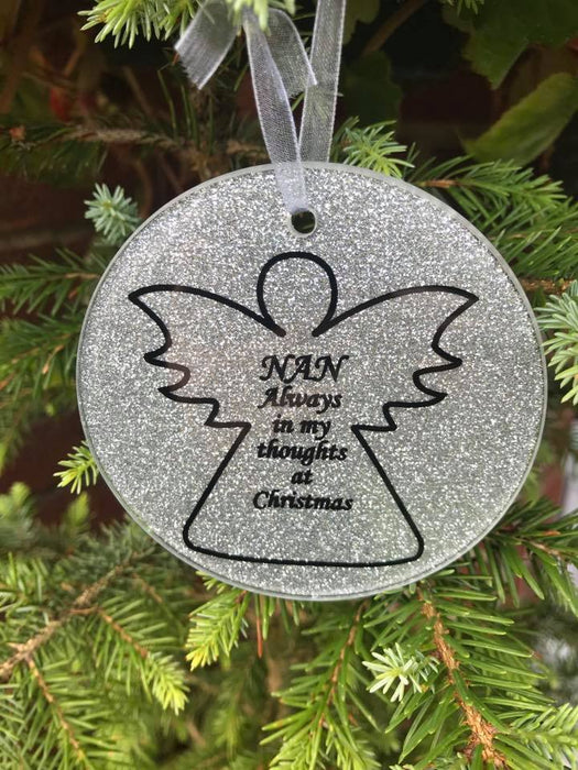 Nan Glass Angel Silver Christmas Bauble