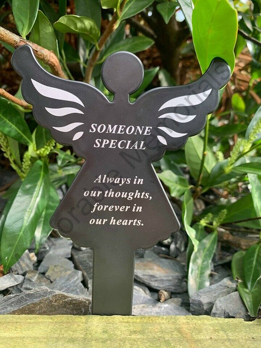 Black & White Plastic Memorial Angel Cherub Stake Graveside Spike Crematorium