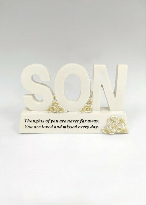 Gold Plinth Memorial Letters- Rose Flower - Remembrance Graveside Plaque Tribute