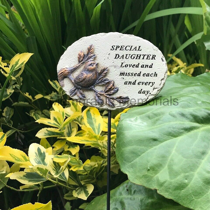 Memorial Bronze 3D Bird Stick Stake Pick Plaque Tribute Graveside Ornament