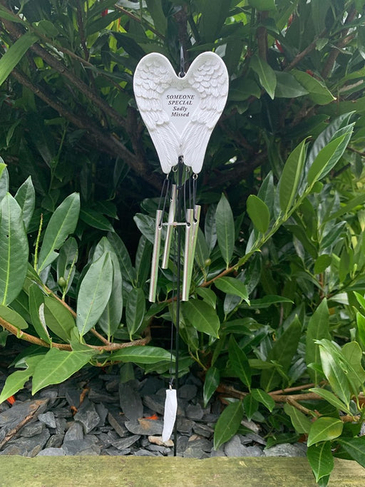Someone Special White & Silver Angel Wings Feather Memorial Wind Chime