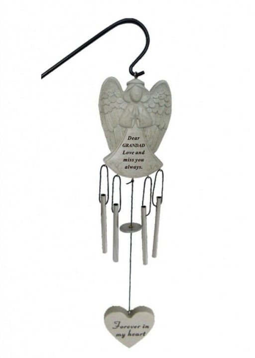 Grandad - Angel Shaped Memorial Wind Chime Tribute Plaque Ornament Graveside Remembrance