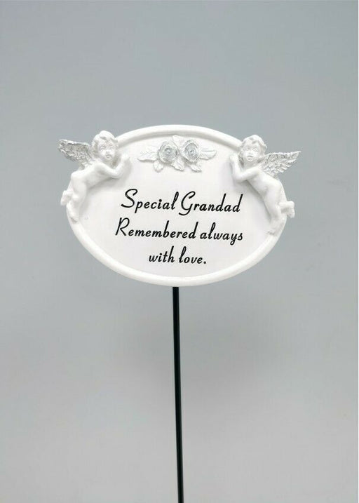 Grandad Twin Cherub Stick - Memorial Tribute Spike