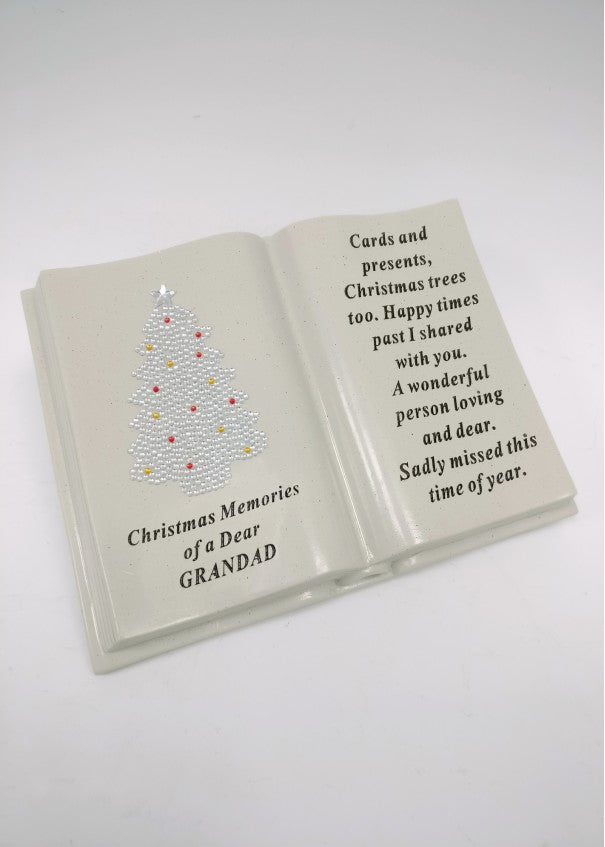 Grandad - Memorial Diamante Christmas Tree Book Plaque Decoration Xmas Tribute Graveside