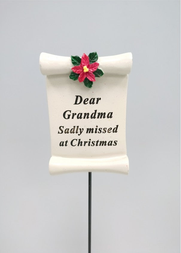 Grandma Christmas Scroll Memorial Stick - Xmas Tribute Stake