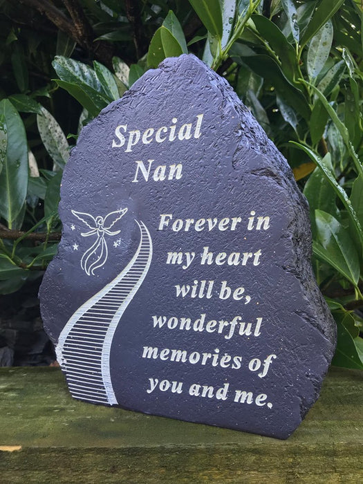 Nan Black & White Stairway to Heaven Rock - Memorial Tribute Plaque