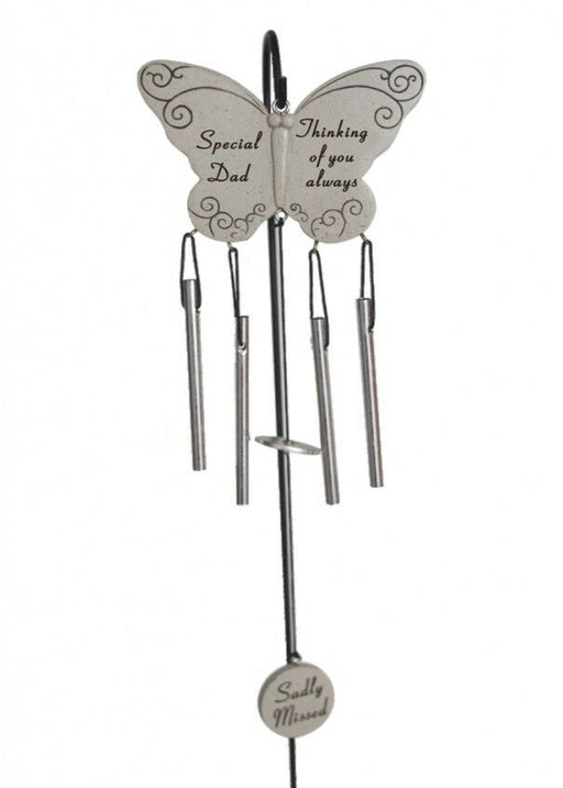 Dad - Butterfly Memorial Wind Chime Tribute Plaque Ornament Graveside Remembrance