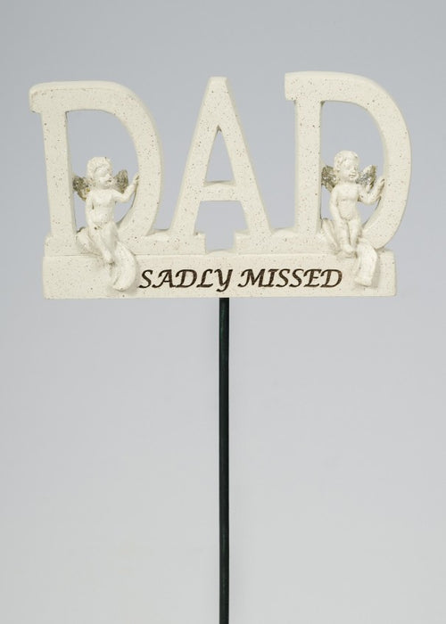 DAD Letter Stick with Cherubs - Memorial Tribute Spike