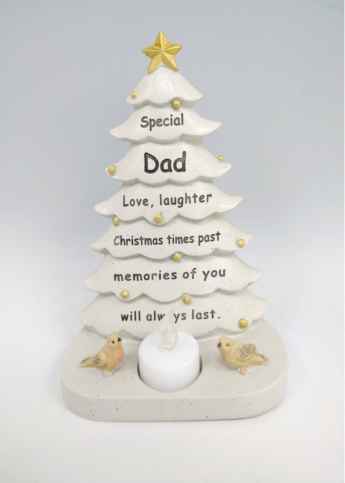 Dad - Christmas Memorial Tree Plaque Robin Decoration Xmas Tribute Tea Light Graveside