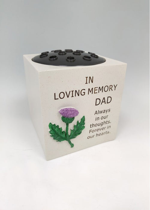 Dad - Thistle Square Memorial Flower Vase Rose Bowl Grave Pot Plaque Tribute Ornament
