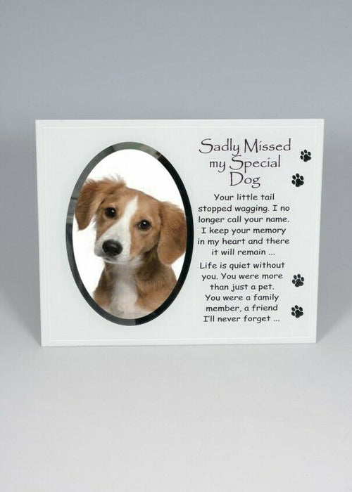 Pet Dog Glass Memorial Photo Picture Frame - Tribute Plaque Remembrance