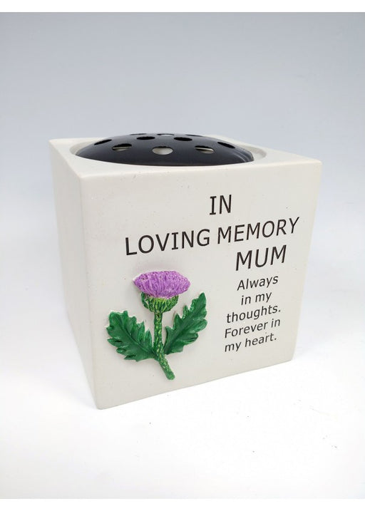 Mum - Thistle Square Memorial Flower Vase Rose Bowl Grave Pot Plaque Tribute Ornament