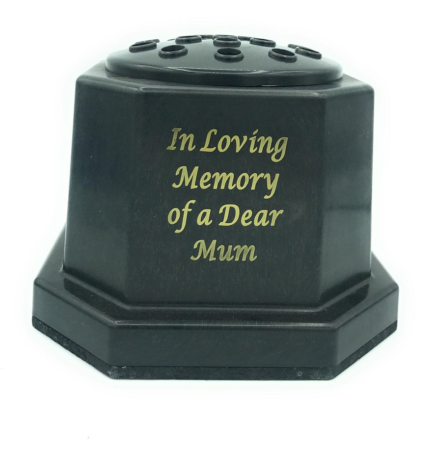 Mum Black Grave Pot with Insert