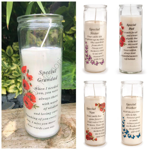 Glass Vase Memorial Candle Remembrance Graveside Gift Tribute Flower Garden