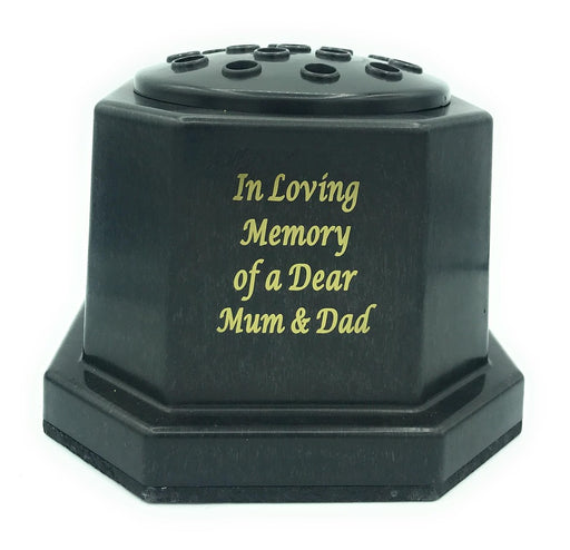 Mum & Dad Black Grave Pot with Insert