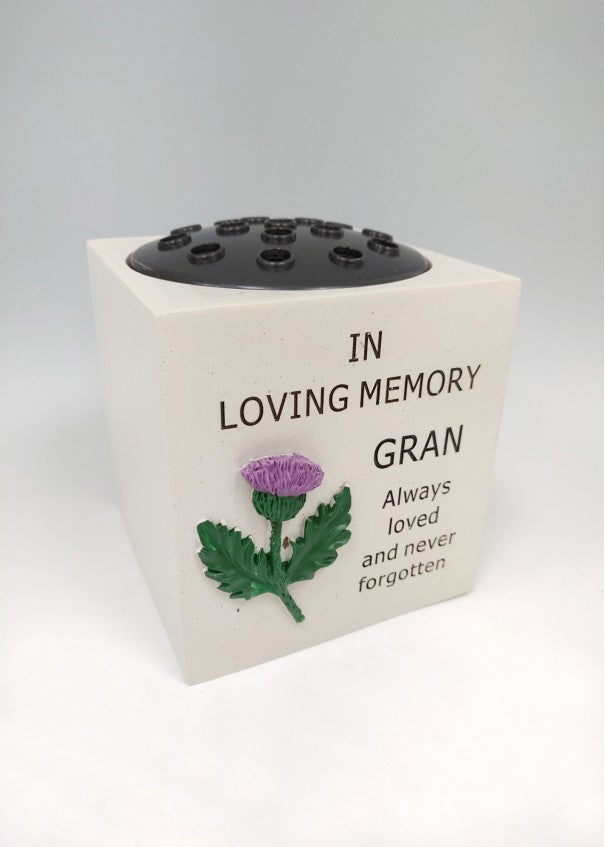 Gran - Thistle Square Memorial Flower Vase Rose Bowl Grave Pot Plaque Tribute Ornament