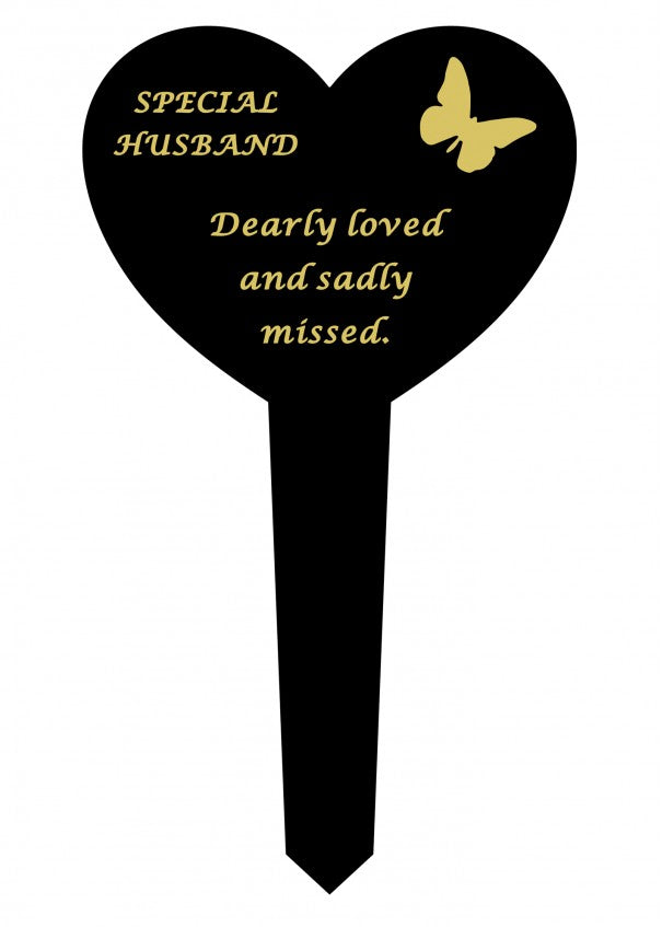 Husband Black & Gold Plastic Heart Stake