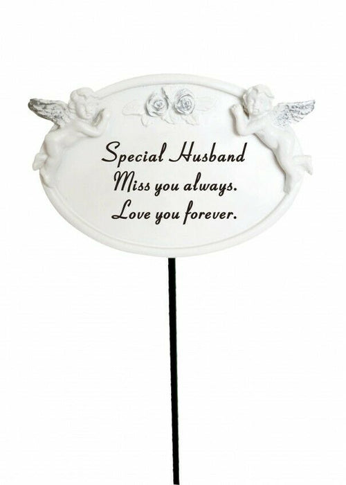 Husband Twin Cherub Stick - Memorial Tribute Spike