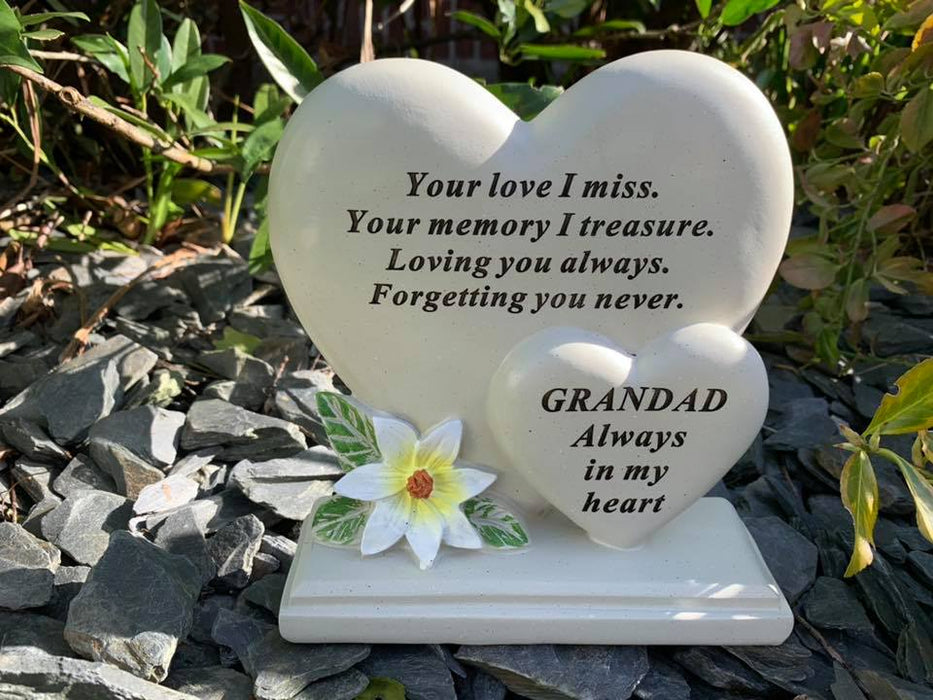 Grandad Double Heart Plaque