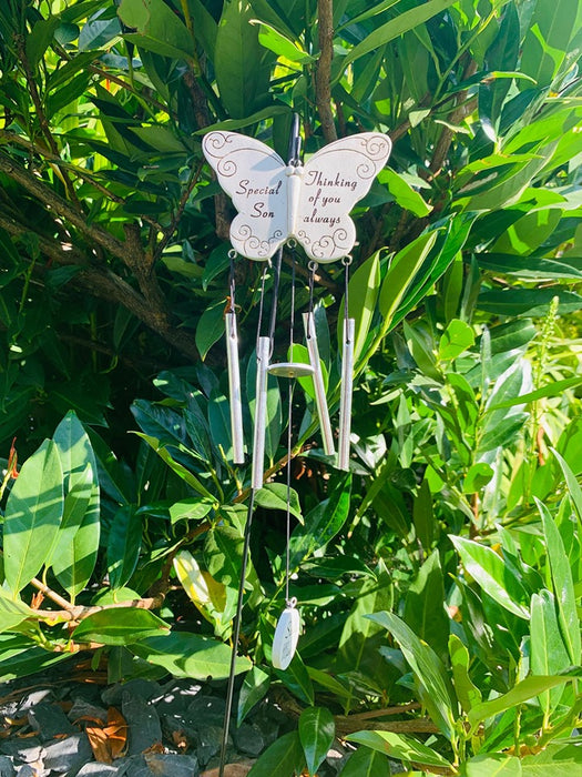 Son - Butterfly Memorial Wind Chime Tribute Plaque Ornament Graveside Remembrance