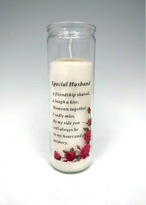 Husband Glass Vase Memorial Candle