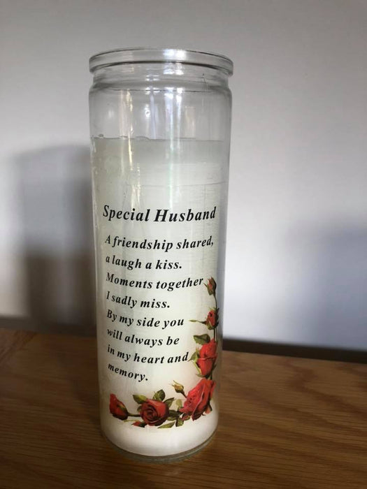 Husband Glass Vase Memorial Candle