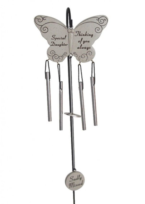 Daughter - Butterfly Memorial Wind Chime Tribute Plaque Ornament Graveside Remembrance