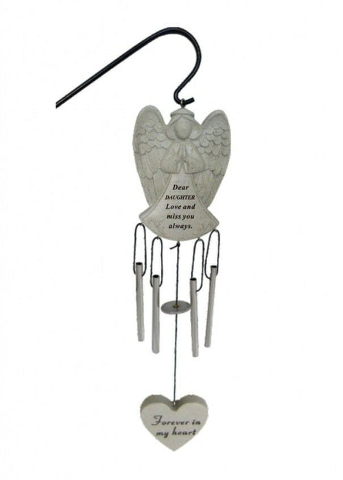 Daughter - Angel Shaped Memorial Wind Chime Tribute Plaque Ornament Graveside Remembrance