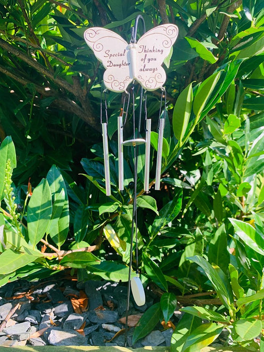 Daughter - Butterfly Memorial Wind Chime Tribute Plaque Ornament Graveside Remembrance