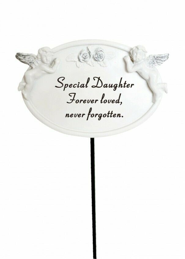 Daughter Twin Cherub Stick - Memorial Tribute Spike