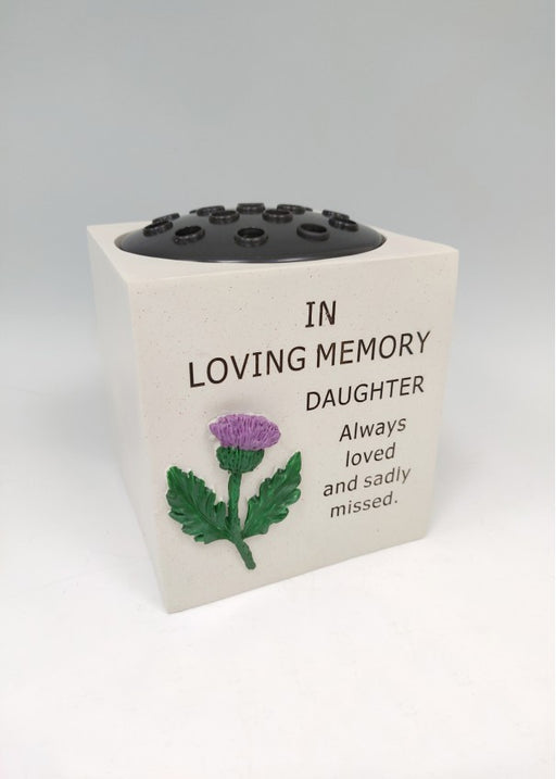 Daughter - Thistle Square Memorial Flower Vase Rose Bowl Grave Pot Plaque Tribute Ornament