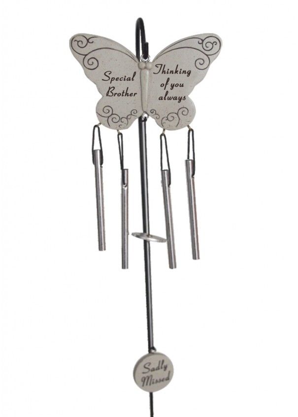 Brother - Butterfly Memorial Wind Chime Tribute Plaque Ornament Graveside Remembrance