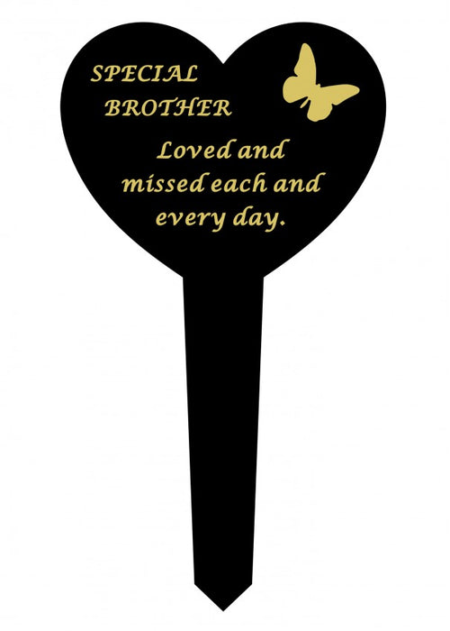 Brother Black & Gold Plastic Heart Stake