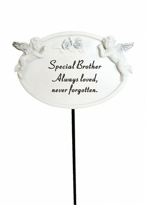 Brother Twin Cherub Stick - Memorial Tribute Spike